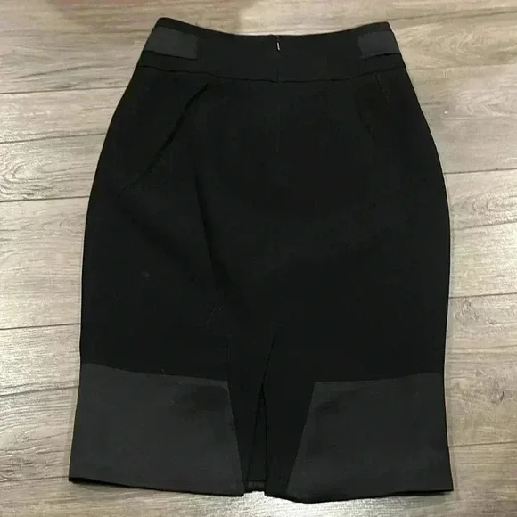 [US2]Karen  Millen Black Wool Blend Pencil Knee Skirt - Picture 4 of 9